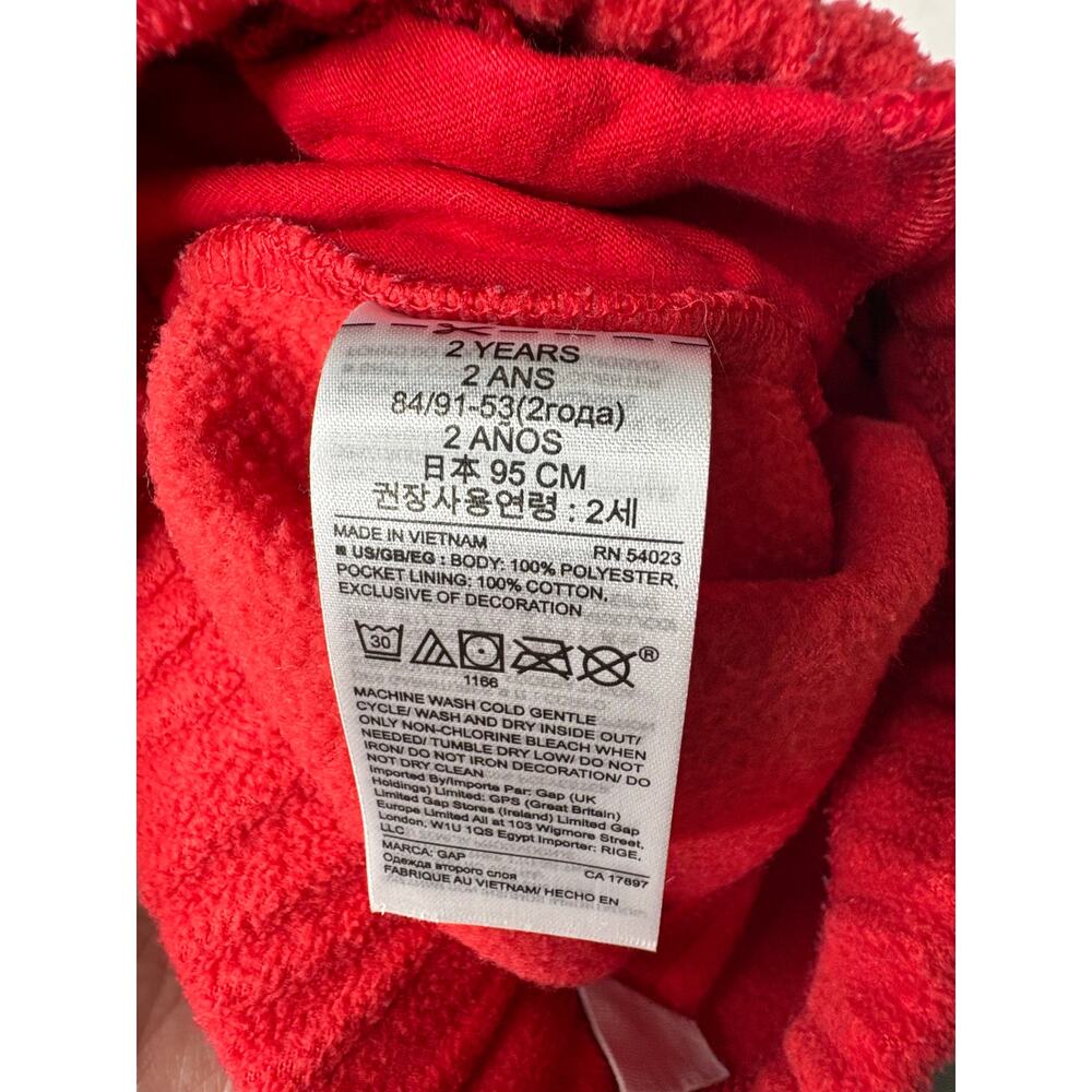 Gap‎ Logo Fleece Pull On Straight Leg Pants 2T Red Toddler Casual Lounging - Picture 4 of 5